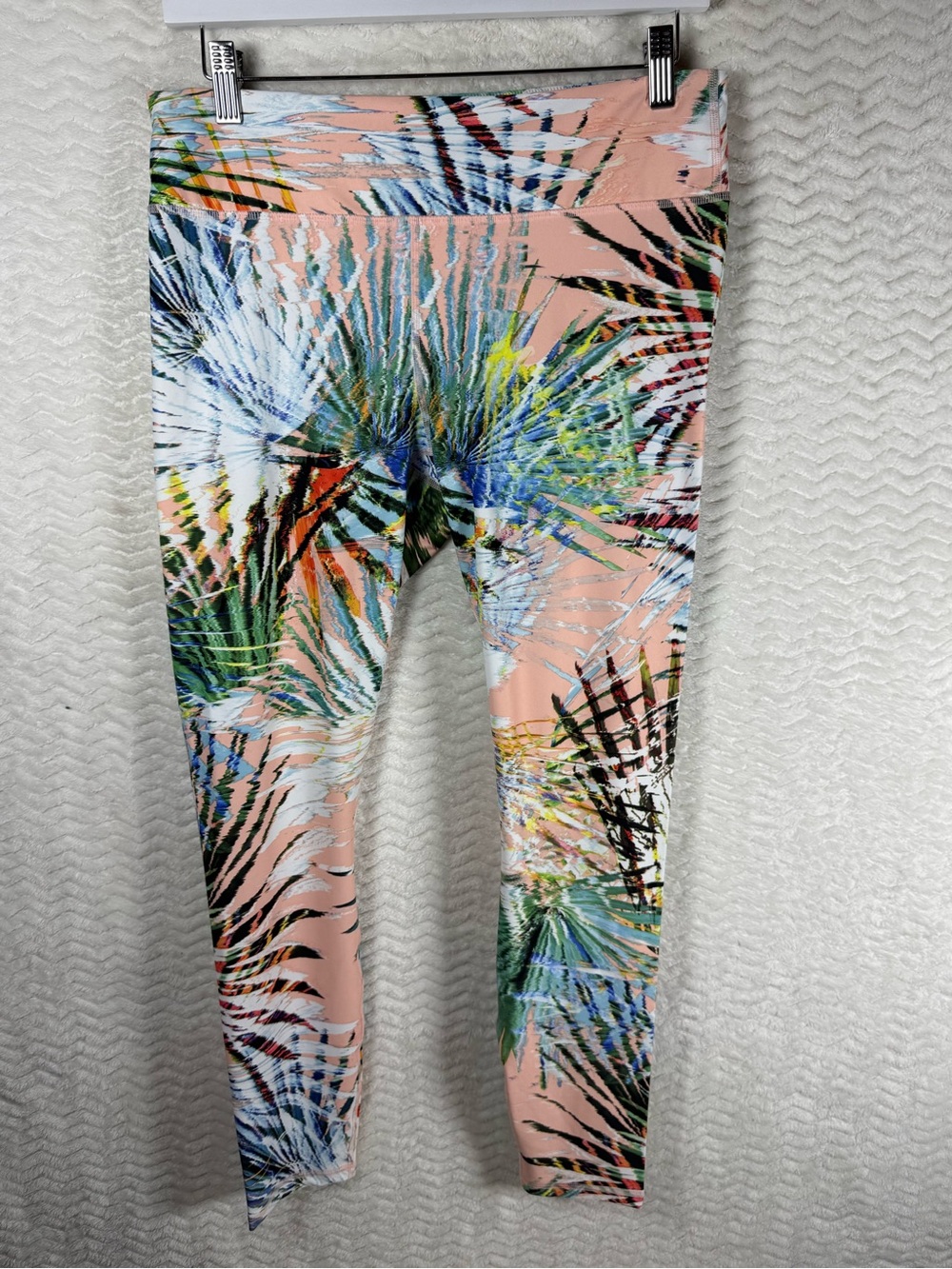 Fabletics Pink Tropical Palm Print Leggings